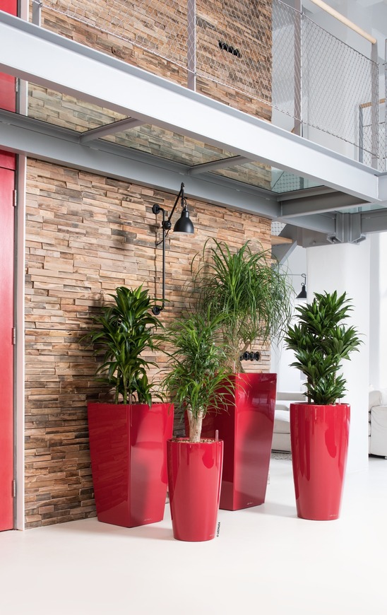 Rondo, wysoka donica z nawadnianiem, czerwona, wym.75x40cm