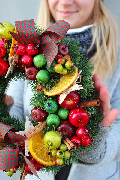 Domowe Święta wianek / stroik dekoracyjny, śr.28cm