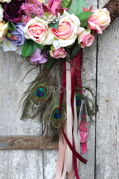 ekskluzywny wieniec / wianek Tendom Premium Pawie Piórka, śr.40cm