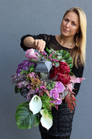 Daliria, elegancka kompozycja nagrobna z lampionem, dł.70cm