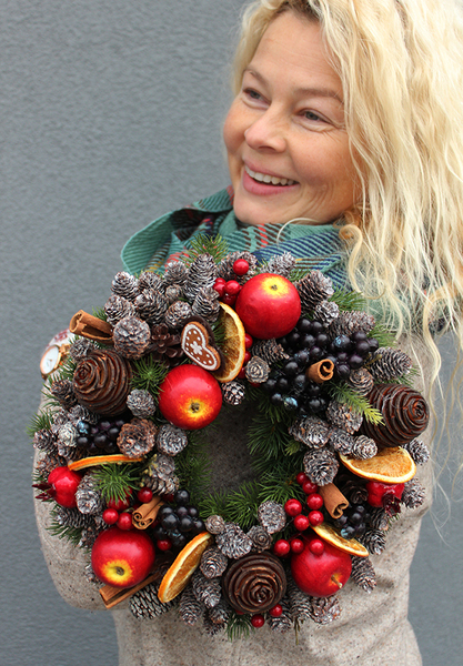 bożonarodzeniowy wianek na drzwi / stroik na stół Wilia, śr.27 cm