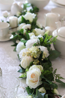 girlanda z wysokiej jakości białych i kremowych kwiatów, Przyjęcie Komunijne dł.120cm 