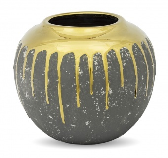 Gold Drop, ceramiczny wazon ze złotą dekoracją, wym.19x20x20cm