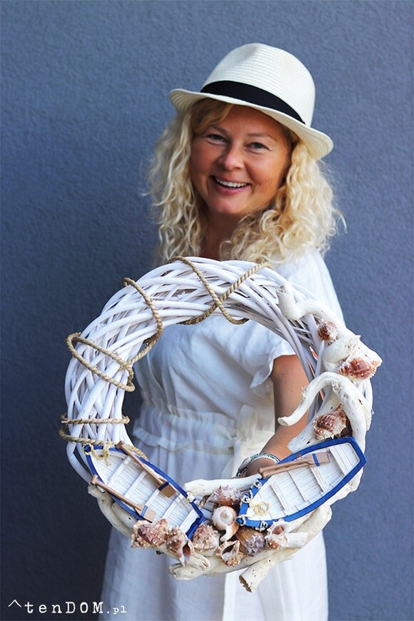 Borneo, marynistyczny wianek z łódkami, śr.35cm