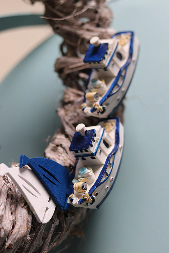 marynistyczny wianek, Stateczki, śr.25cm 