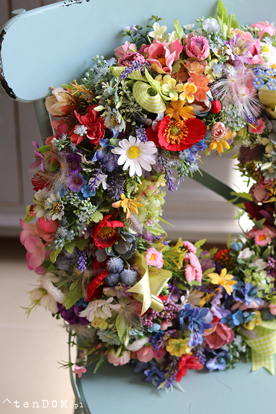 barwny kwiatowy wianek, Majowa Łąka, śr.46cm