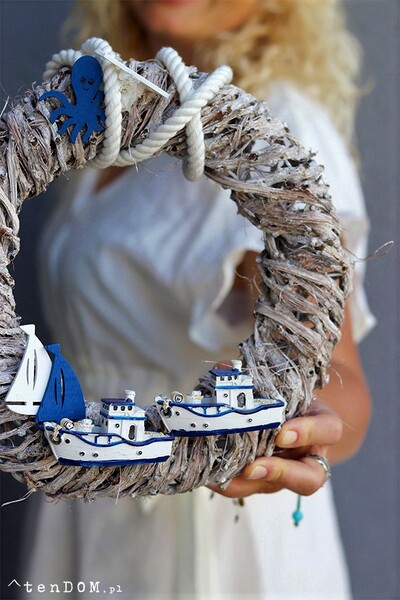 marynistyczny wianek, Stateczki 2, śr.25cm