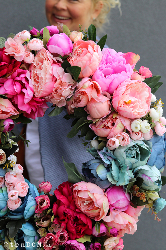 bardzo bogaty wianek na drzwi, Caryca Katarzyna Santorino, śr.55cm