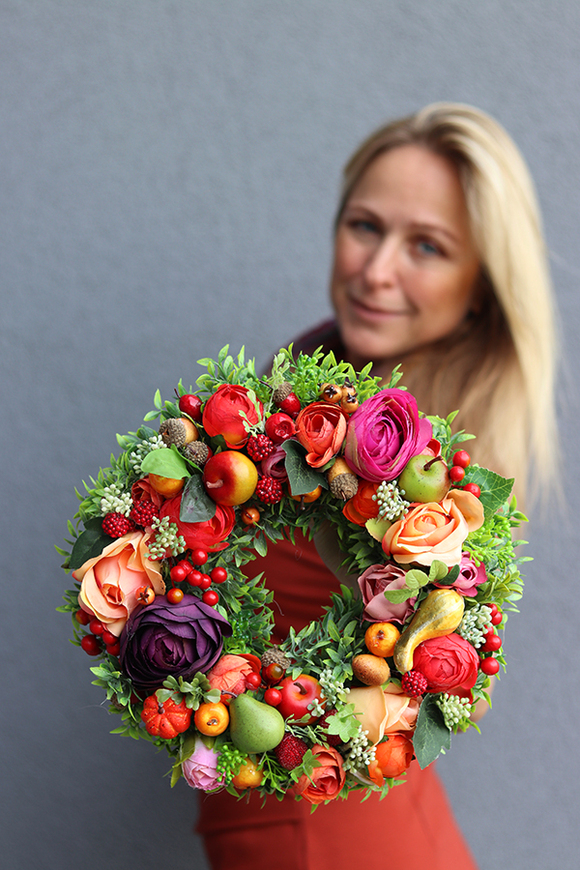 dekoracyjny wianek na drzwi Jesienne Barwy, śr.25cm