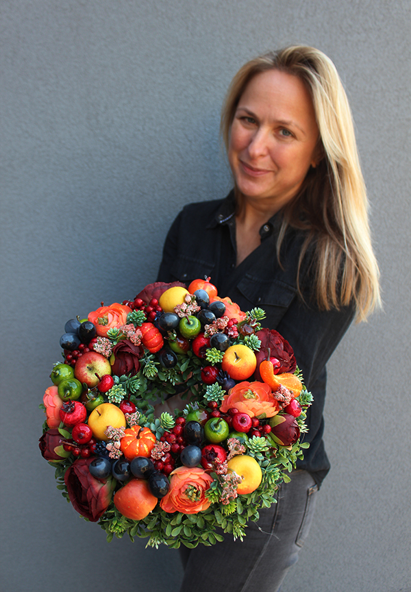 jesienny ozdobny wianek na drzwi Nina, śr.25cm 