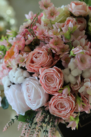 flowerbox w pastelowych barwach z bawełną, Resetto, wys.40cm