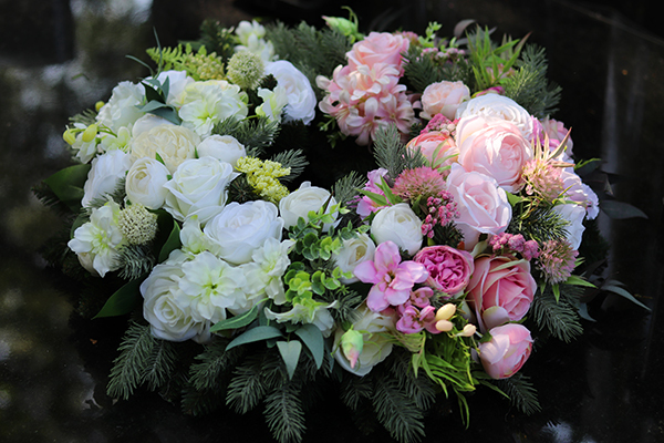 Różowa Magia, wieniec / wiązanka nagrobna, śr.50cm 