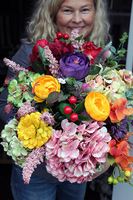 Mgła nad Polami jesienna kompozycja kwiatowa / bukiet w koszu 37x55x40cm 