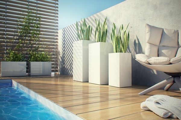Fiberglass Fiber donica Rectangle White 80x38x43cm