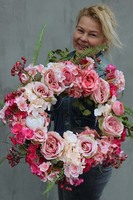 Enallo, elegancki różowy wianek, śr.48cm 