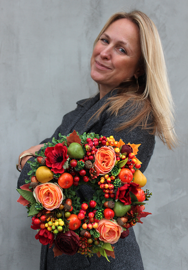 dekoracyjny wianek na drzwi Jesienna Samba 2, śr.25cm  