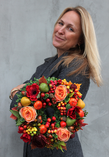 dekoracyjny wianek na drzwi Jesienna Samba 2, śr.25cm  