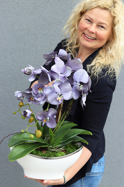 sinofioletowy storczyk w donicy glamour, Ophelia, wys.40cm
