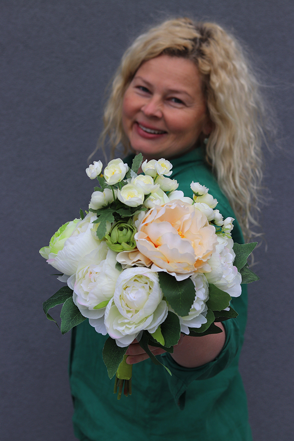 komplet Caryca Katarzyna Green&White, wianek & bukiet 