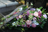 kompozycja / wiązanka pogrzebowa, Fioletowe Mgły, dł.60cm