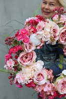 Enallo, elegancki różowy wianek, śr.48cm 