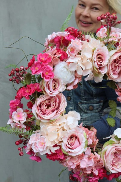 Enallo, elegancki różowy wianek, śr.48cm 