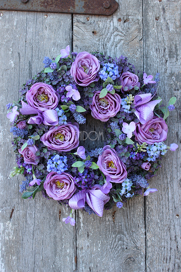 dekoracyjny wianek Różany Fiolet, śr.30cm