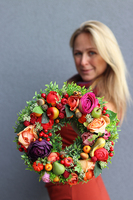 dekoracyjny wianek na drzwi Jesienne Barwy, śr.25cm