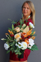 Nerassa, komplet eleganckich dekoracji nagrobnych z suszem, kompozycja + bukiet 