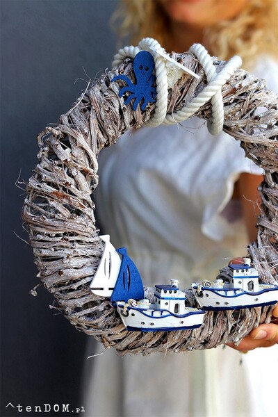 marynistyczny wianek, Stateczki 2, śr.25cm