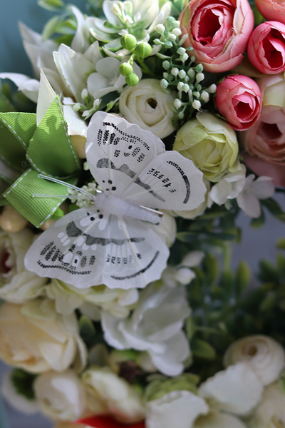 Derona, uroczy wianek z ptaszkiem i motylkiem, śr.28cm