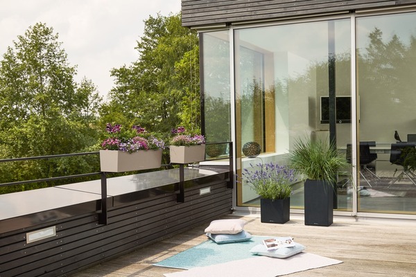 Balconera Stone, elegancka donica z nawadnianiem, beż, dł.80cm