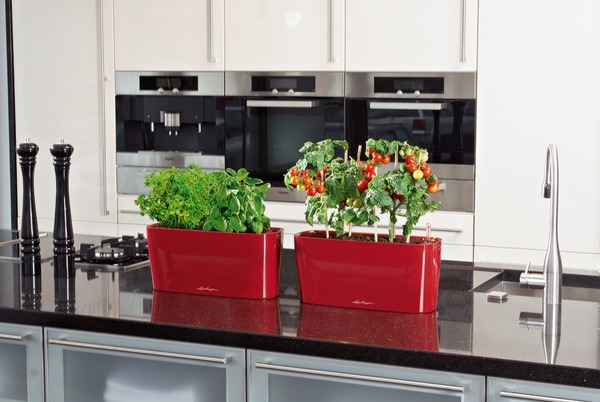 Delta 20, podłużna donica z nawadnianiem, czerwona, wym.18x40x15cm