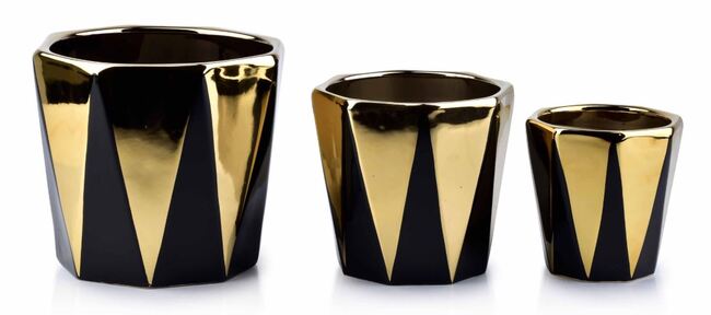 Goldito&Black, komplet 3-ech ceramicznych donic