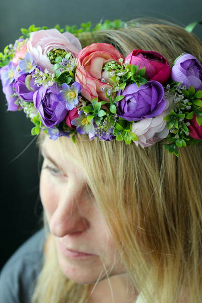 wianek na głowę Violet Flowers, rozmiar uniwersalny, dorosły