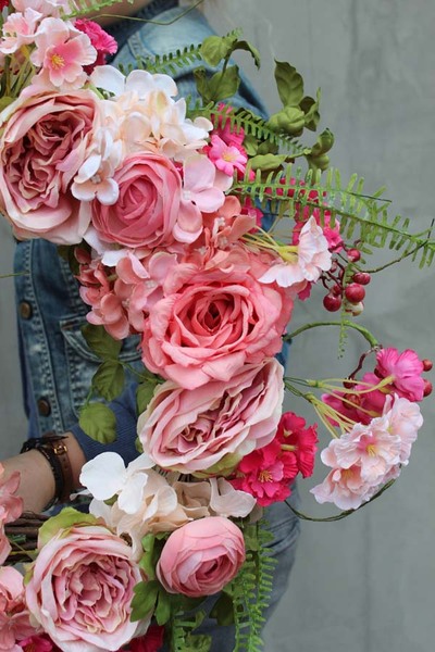 Enallo, elegancki różowy wianek, śr.48cm 