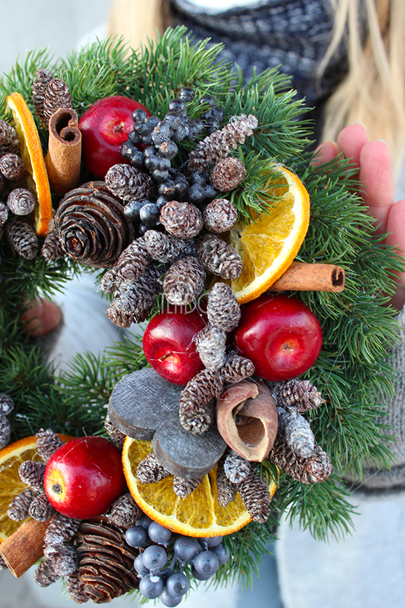 dekoracyjny wianek / stroik Wigilia II, śr.28cm