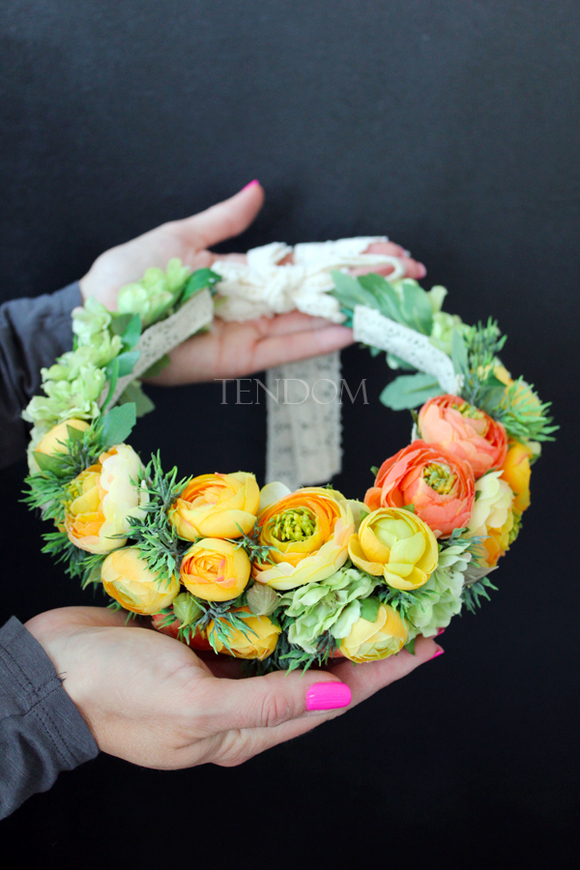 wianek na głowę Orange Flowers, rozmiar uniwersalny, dorosły