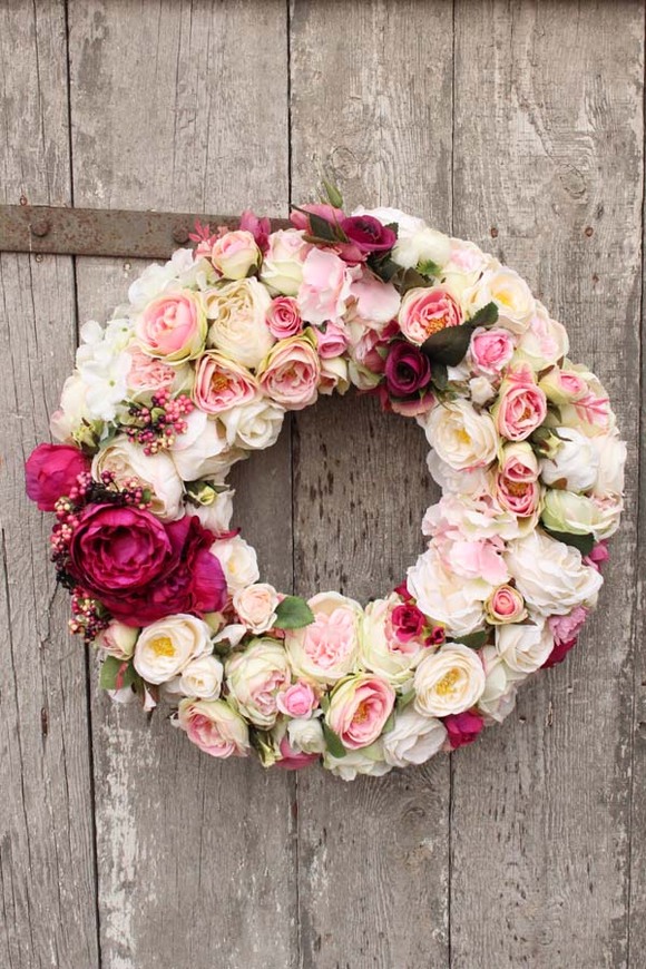 Delicja elegancki wianek na drzwi z kryształem, śr.45cm