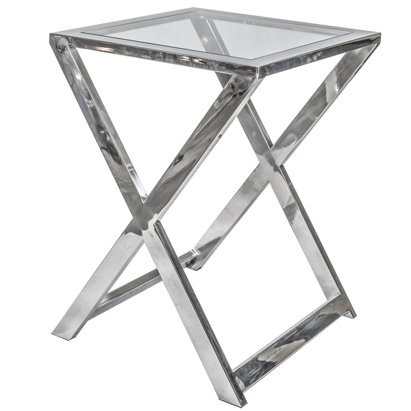 Donatello Glamour A elegancki srebrny stolik, wym.​​​45x45x60cm