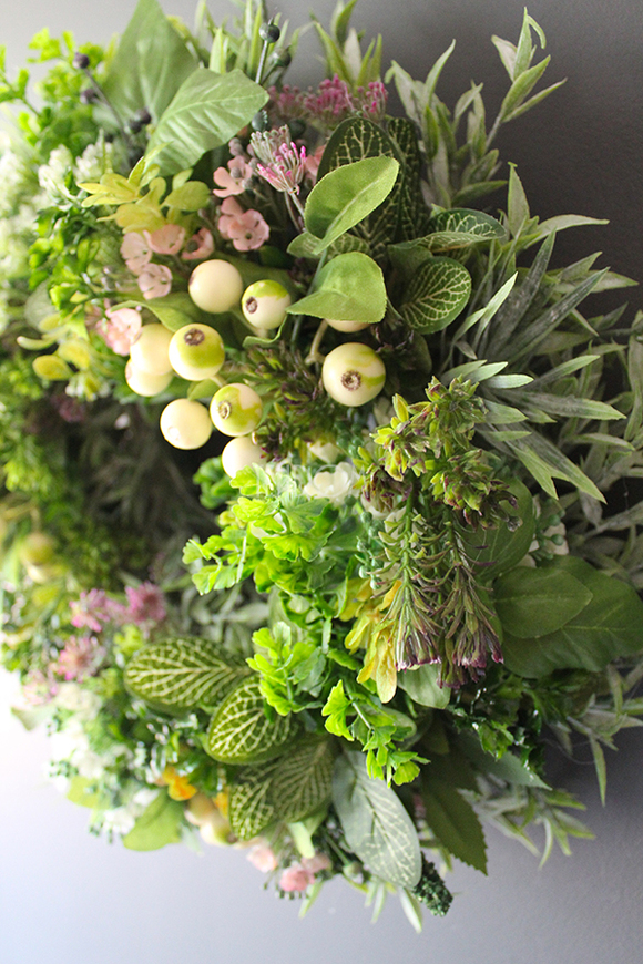 przepiękny zielony wianek / stroik dekoracyjny Zioła, Leaves, śr.38cm