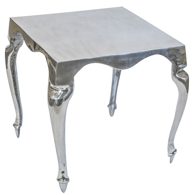 elegancki aluminiowy taboret Glamour, wys. 46cm, blat 44x44cm