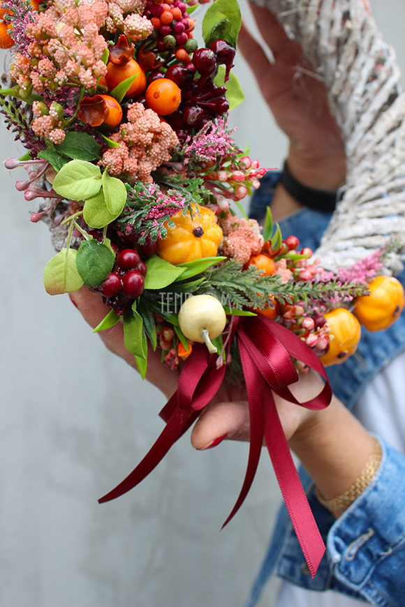 Jesienna Nostalgia, wianek dekoracyjny, śr.30cm  