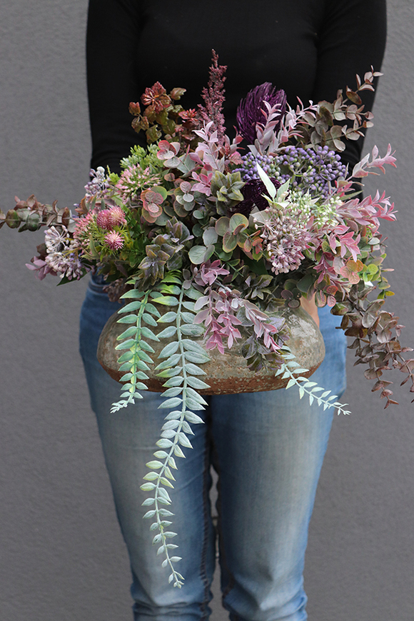 kompozycja kwiatowa w ceramicznym naczyniu, Verona Medina Big, wys.33cm