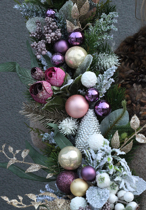 girlanda / dekoracja na stół , kominek Fioletowa Wigilia, dł.180cm