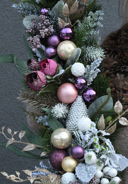 girlanda / dekoracja na stół , kominek Fioletowa Wigilia, dł.180cm