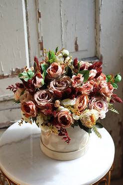 beżowy welurowy flowerbox, Refisa Velvet, wys.34cm