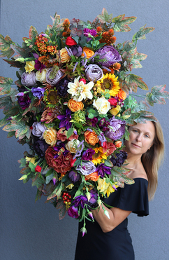 duża wiązanka nagrobna, Jesienne Wspomnienie, dł.100cm
