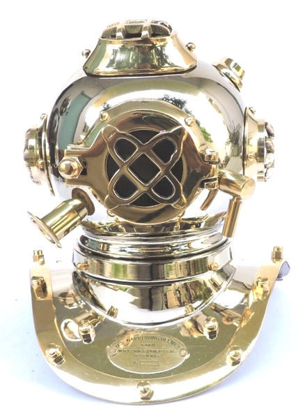 Boston Navy, mosiężny hełm nurka retro, wym.20x18x20cm