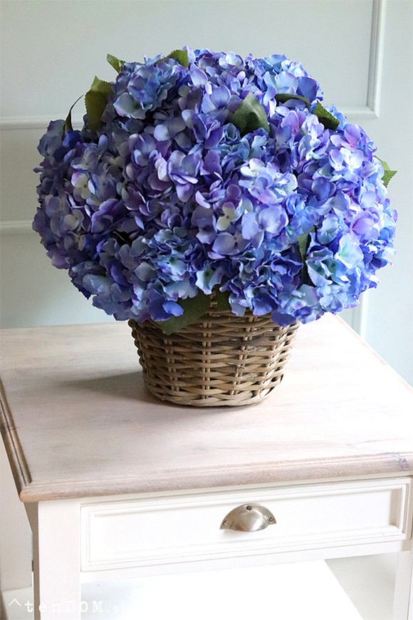 bardzo bogaty kosz hortensji, Blue Provance Azur, wym.52x48cm 